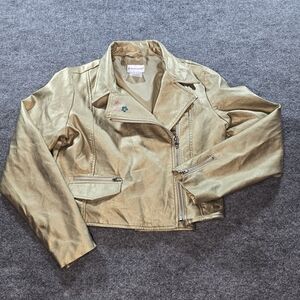American Girl Shimmering Gold Leather Jacket